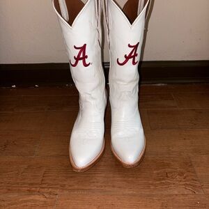 White Western Boots with Red Accent
